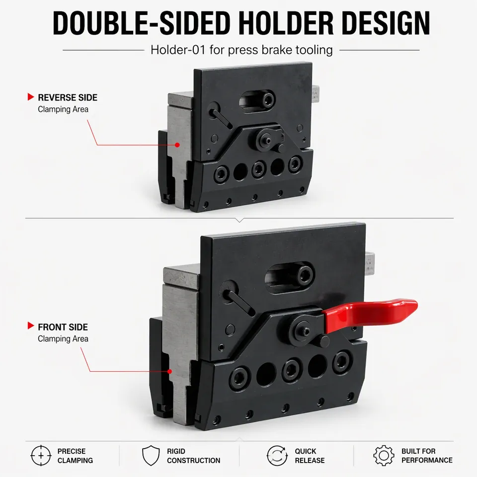 Punch holder showing the double-sided clamping design