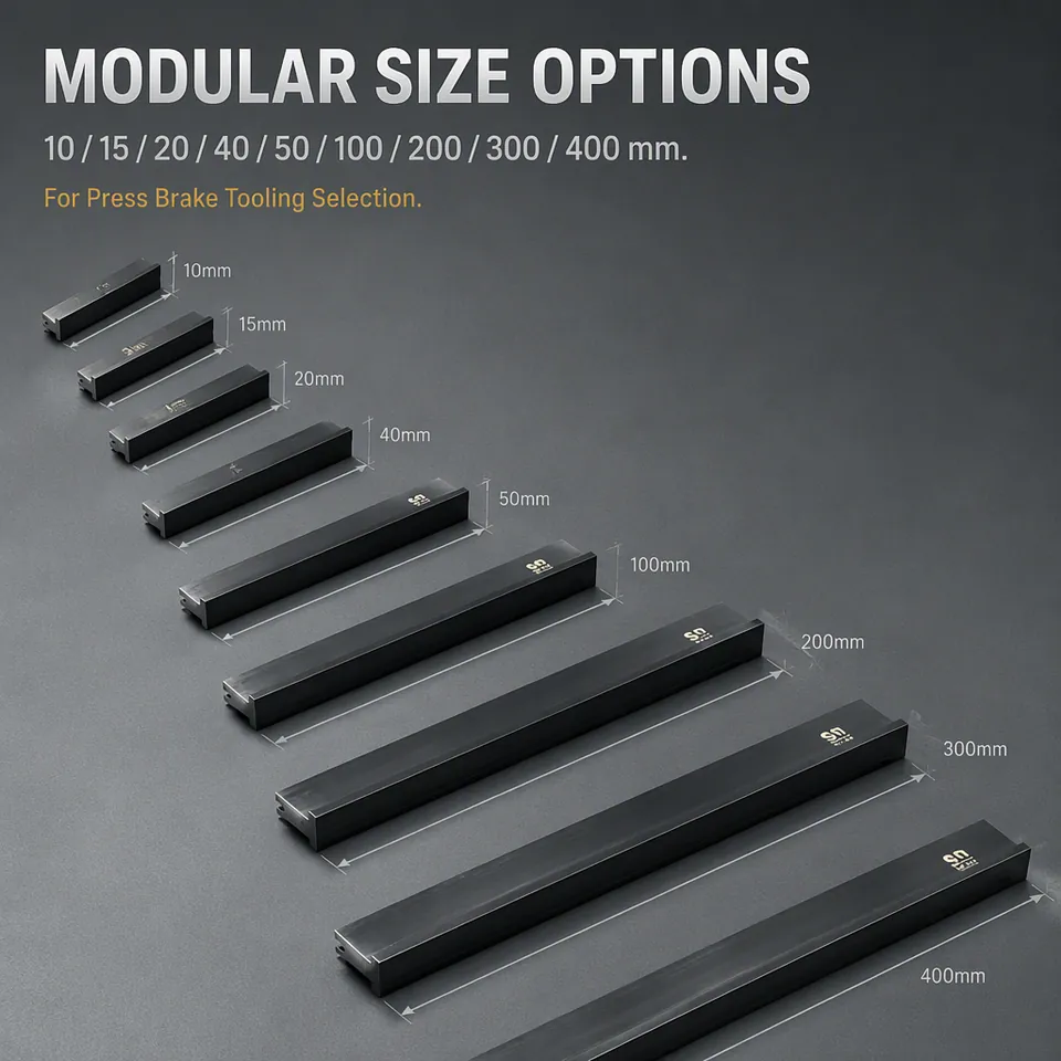 Press brake punches in modular segment sizes